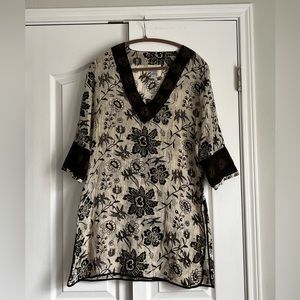 PINEAPPLE COVE WOMENS TUNIC/COVERUP, BLACK, TAN, size small